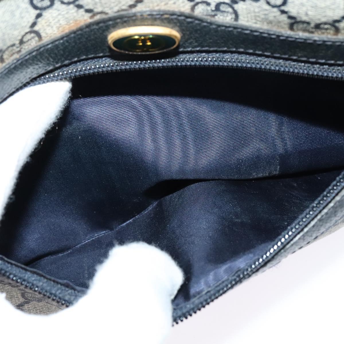 GUCCI GG Supreme Sherry Line Shoulder Bag PVC Navy Gold Red Auth 138452