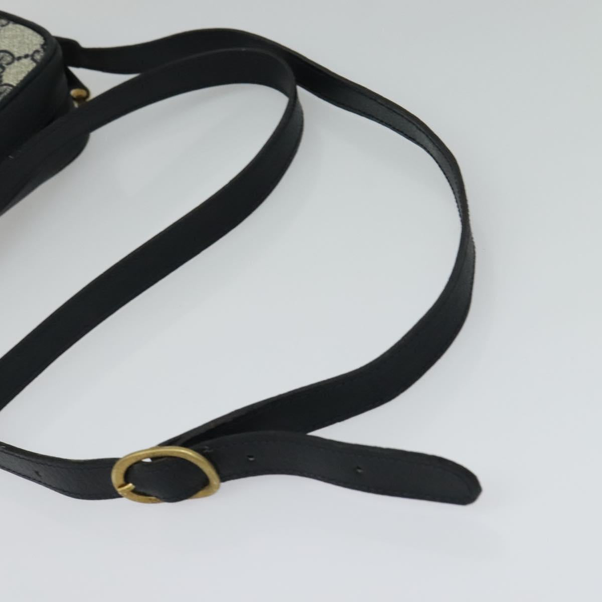 GUCCI GG Supreme Sherry Line Shoulder Bag PVC Navy Gold Red Auth 138452
