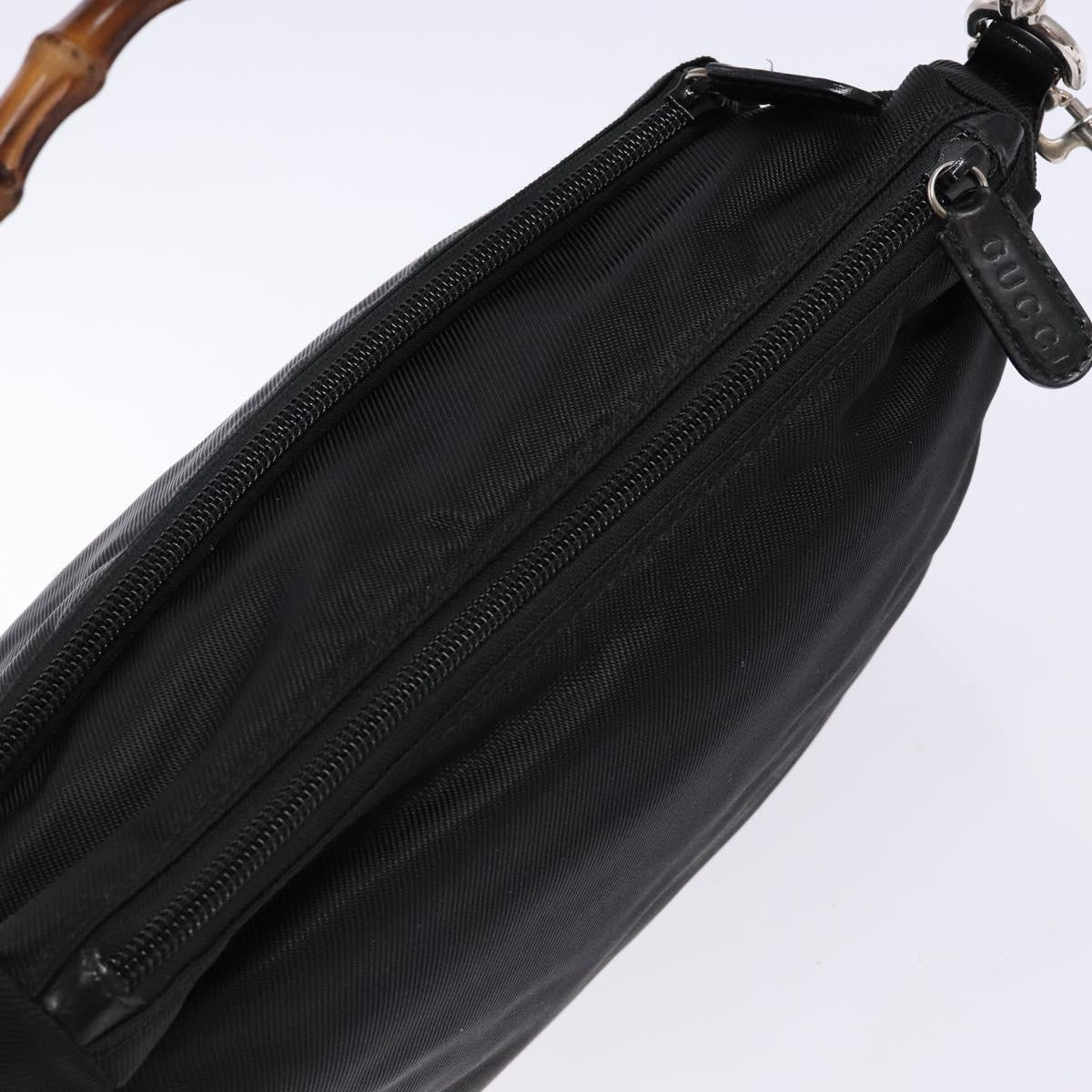 GUCCI Bamboo Hand Bag Nylon 2way Black Silver 000 2404 0509 Auth 138453