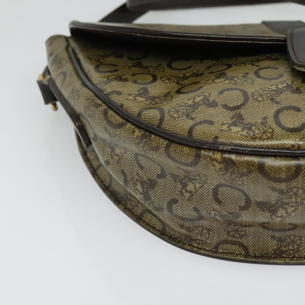 CELINE C Sulky Shoulder Bag PVC Beige Gold Auth 138455