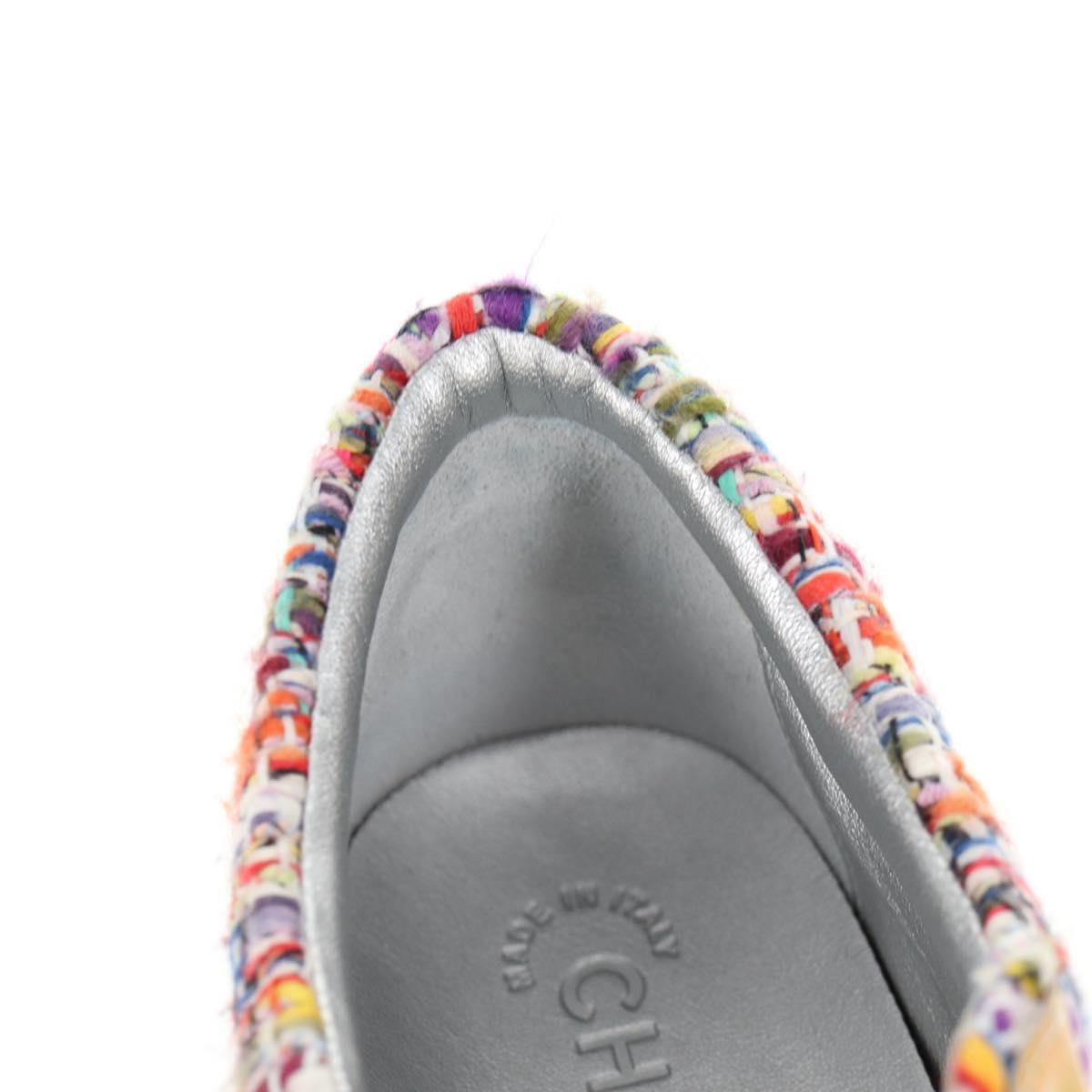 CHANEL Sneakers Tweed Multicolor CC Auth 138473M