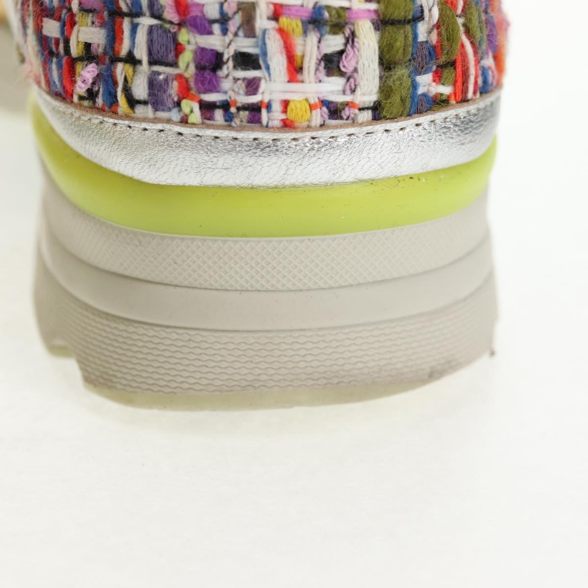 CHANEL Sneakers Tweed Multicolor CC Auth 138473M