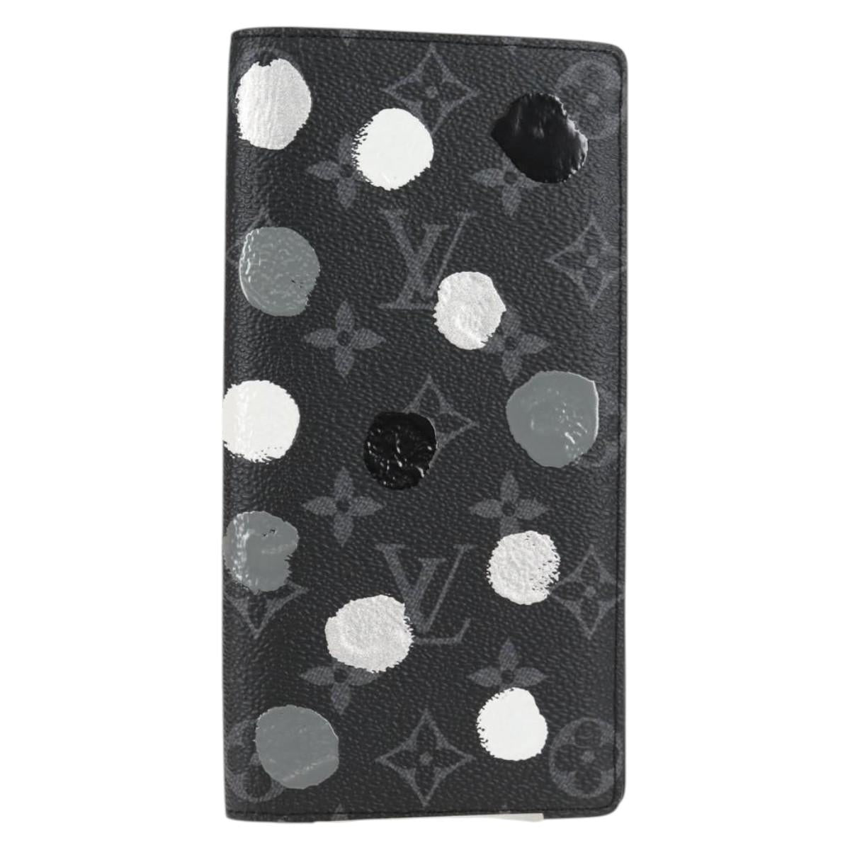 LOUIS VUITTON Monogram Eclipse (LV x YK) Portefeuille Plaza M81932 Auth 138477M