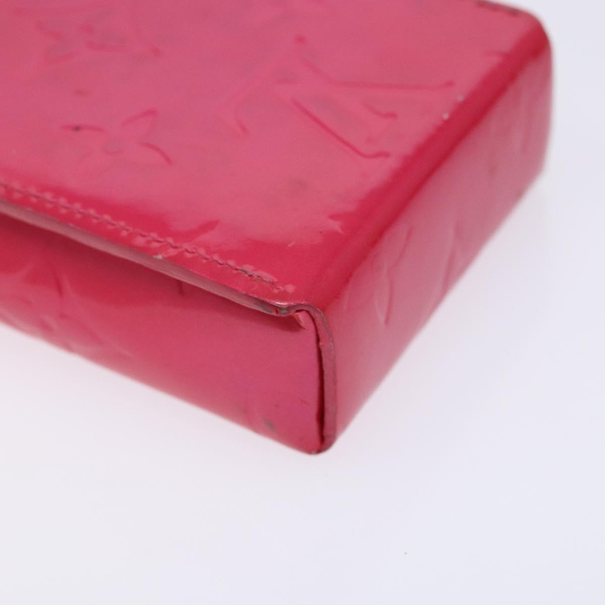 LOUIS VUITTON Monogram Vernis Green Cigarette Case Fuchsia Pink LV Auth 138489