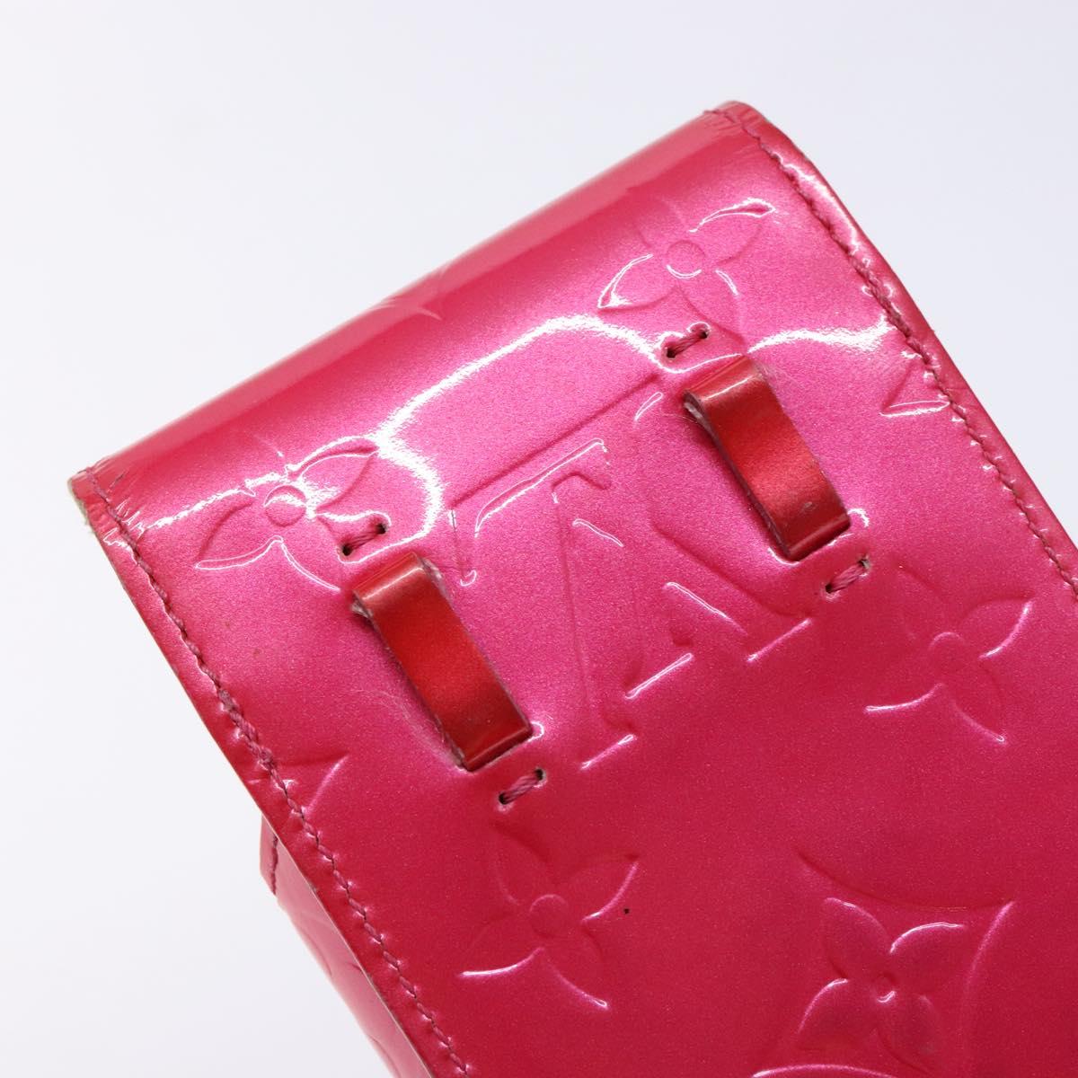 LOUIS VUITTON Monogram Vernis Green Cigarette Case Fuchsia Pink LV Auth 138489