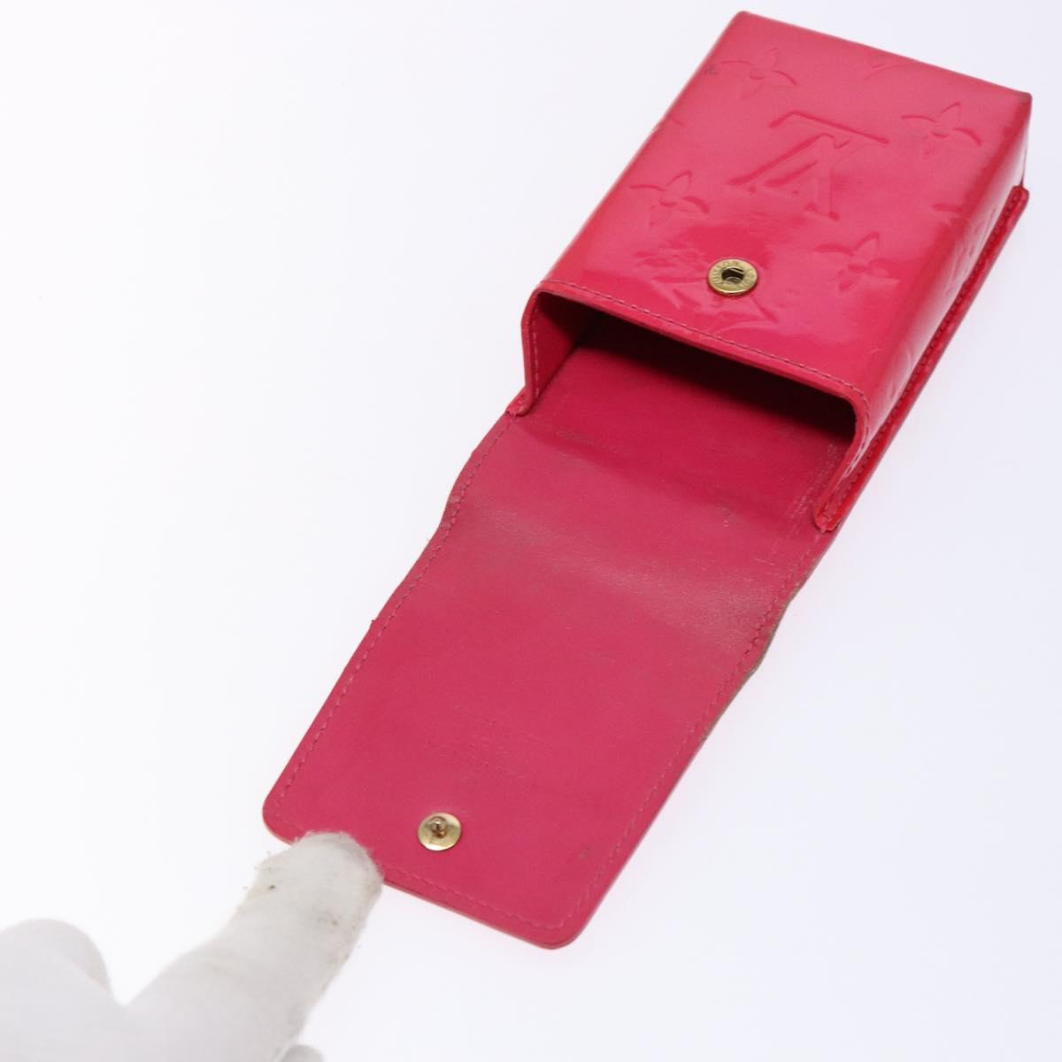 LOUIS VUITTON Monogram Vernis Green Cigarette Case Fuchsia Pink LV Auth 138489