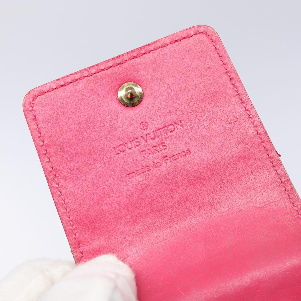 LOUIS VUITTON Monogram Vernis Green Cigarette Case Fuchsia Pink LV Auth 138489