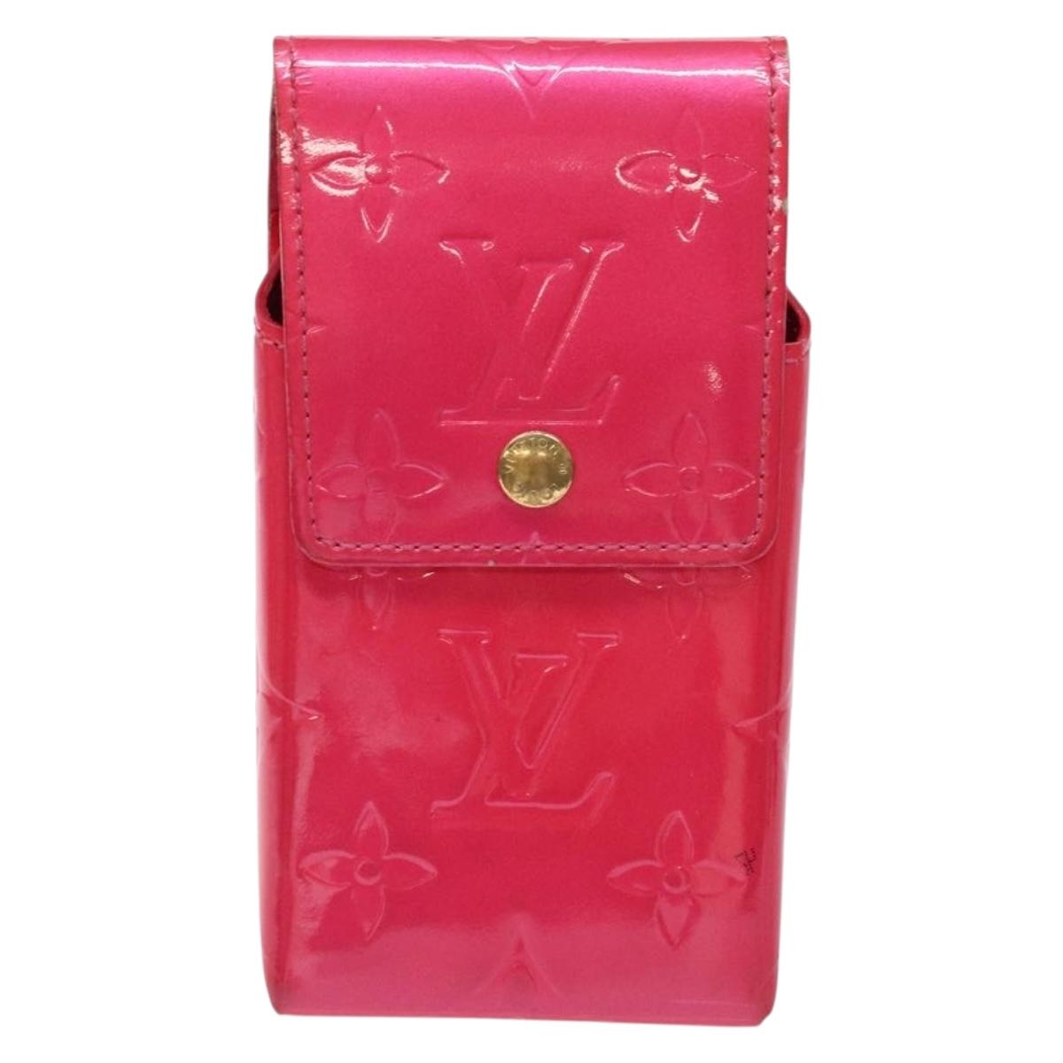 LOUIS VUITTON Monogram Vernis Green Cigarette Case Fuchsia Pink LV Auth 138489