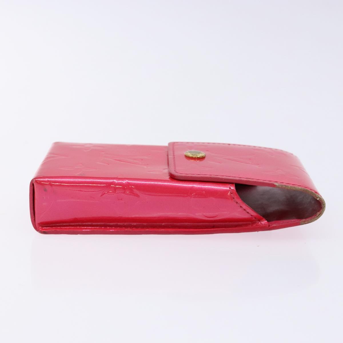 LOUIS VUITTON Monogram Vernis Green Cigarette Case Fuchsia Pink LV Auth 138489
