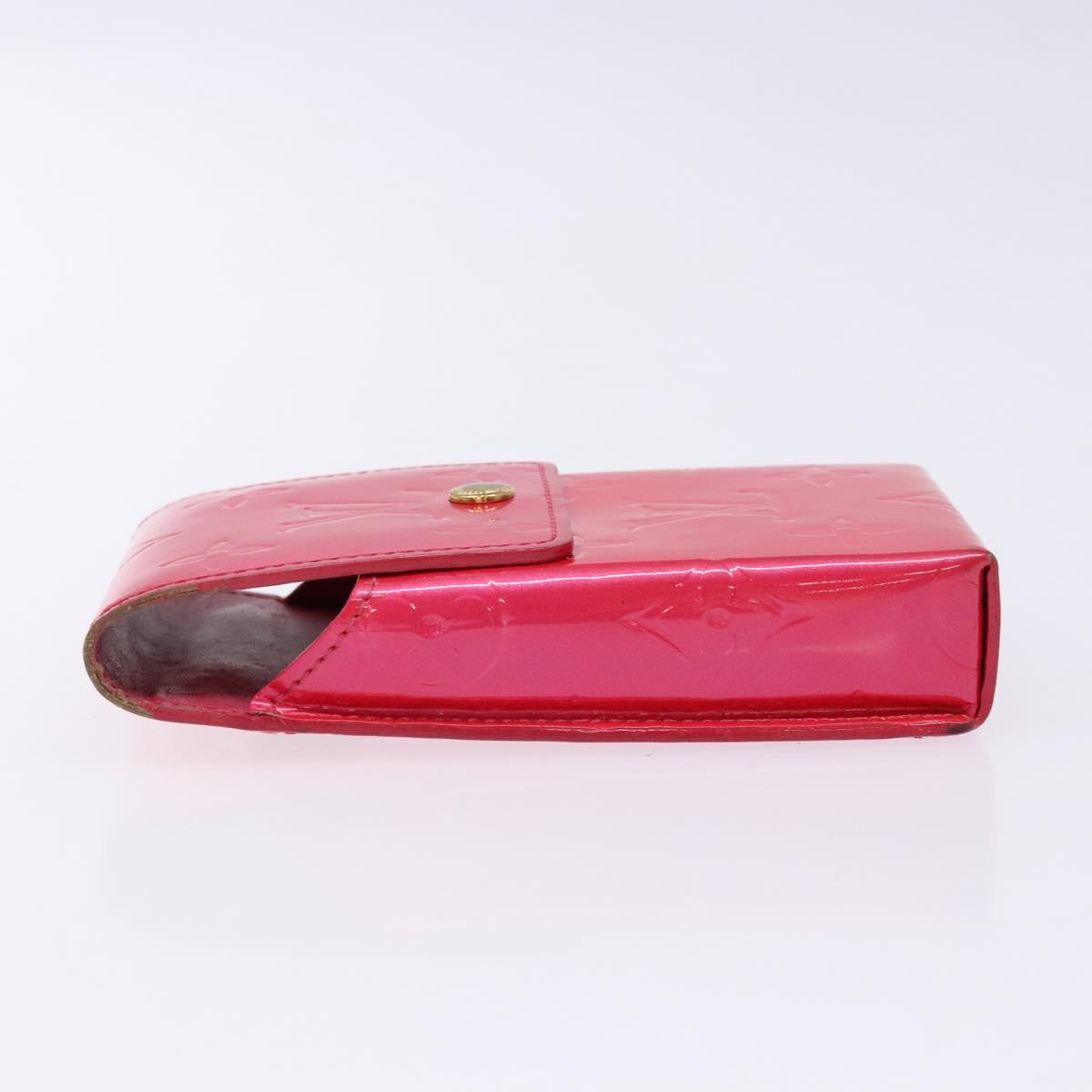 LOUIS VUITTON Monogram Vernis Green Cigarette Case Fuchsia Pink LV Auth 138489