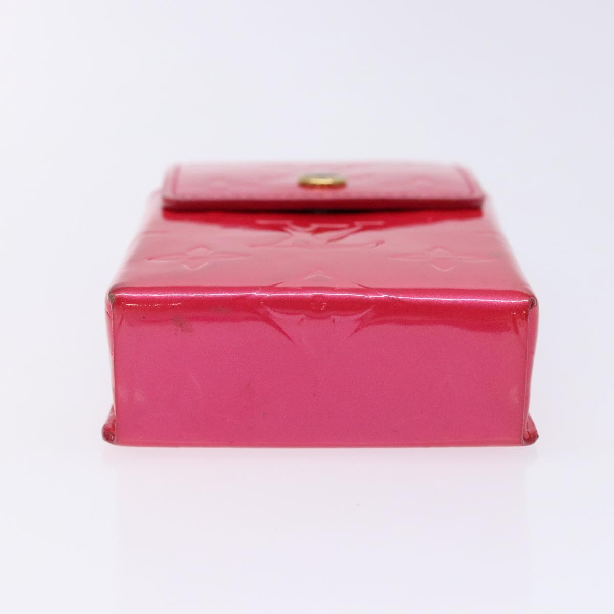 LOUIS VUITTON Monogram Vernis Green Cigarette Case Fuchsia Pink LV Auth 138489