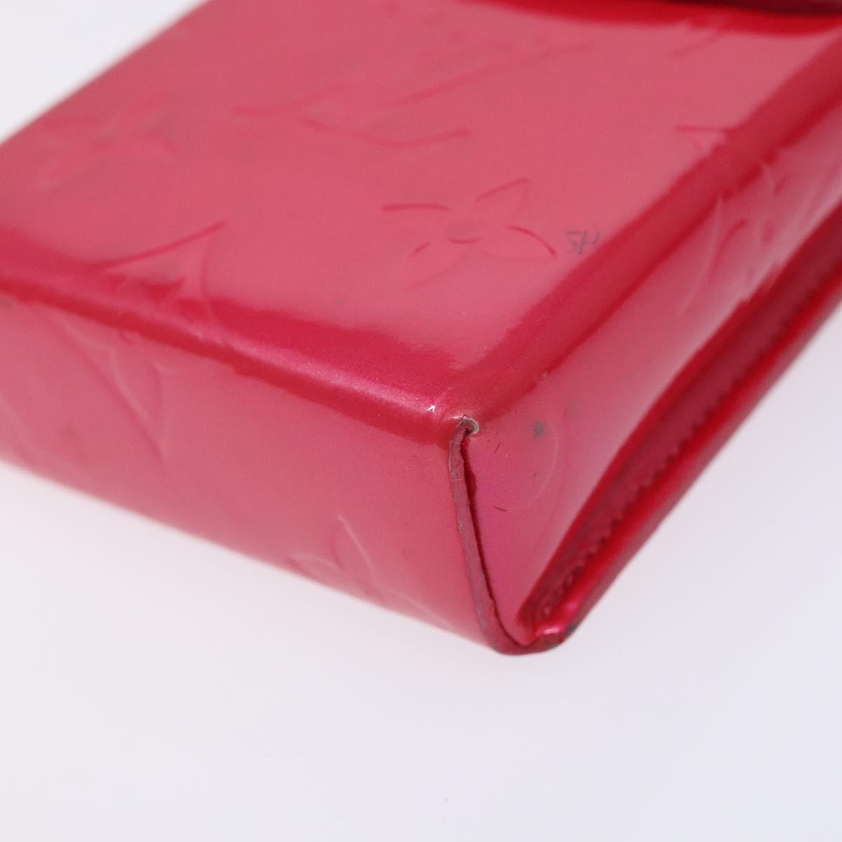 LOUIS VUITTON Monogram Vernis Green Cigarette Case Fuchsia Pink LV Auth 138489