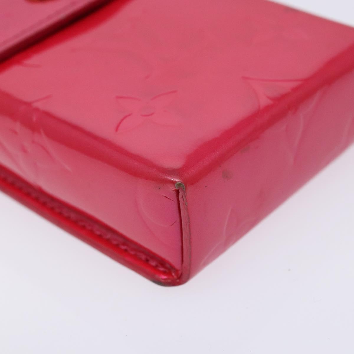 LOUIS VUITTON Monogram Vernis Green Cigarette Case Fuchsia Pink LV Auth 138489