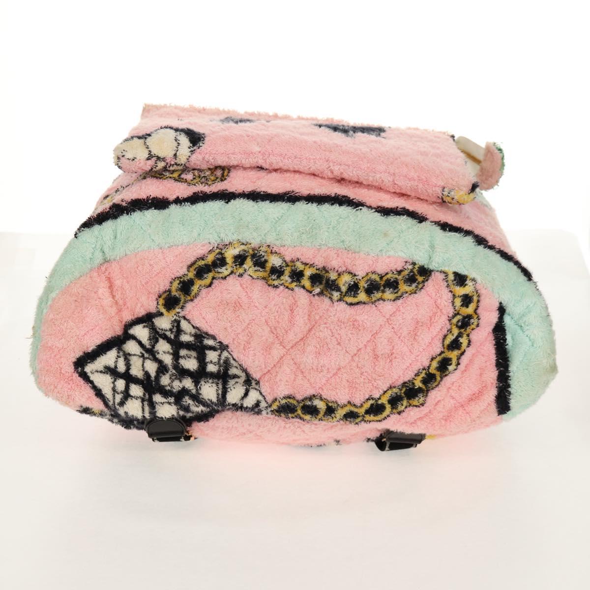 CHANEL Matelasse COCO Mark Backpack pile Pink Gold CC Auth 138517SM
