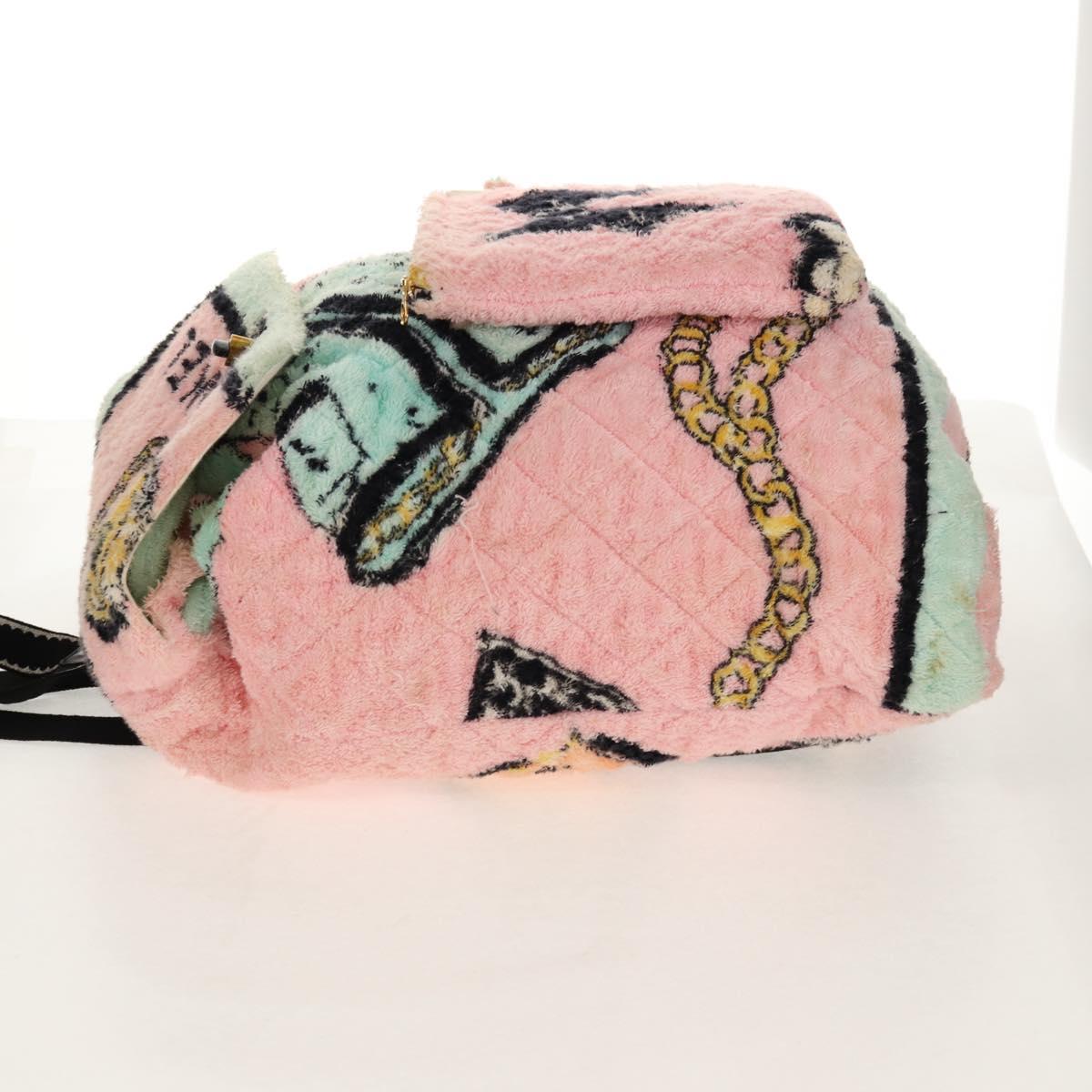CHANEL Matelasse COCO Mark Backpack pile Pink Gold CC Auth 138517SM