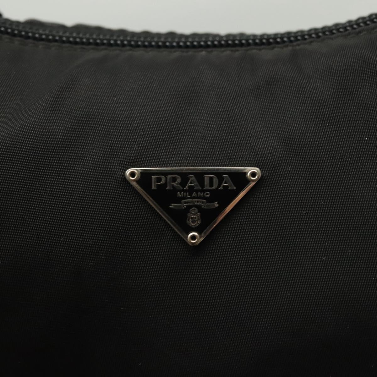 PRADA Hand Bag Nylon Black Silver Auth 138533