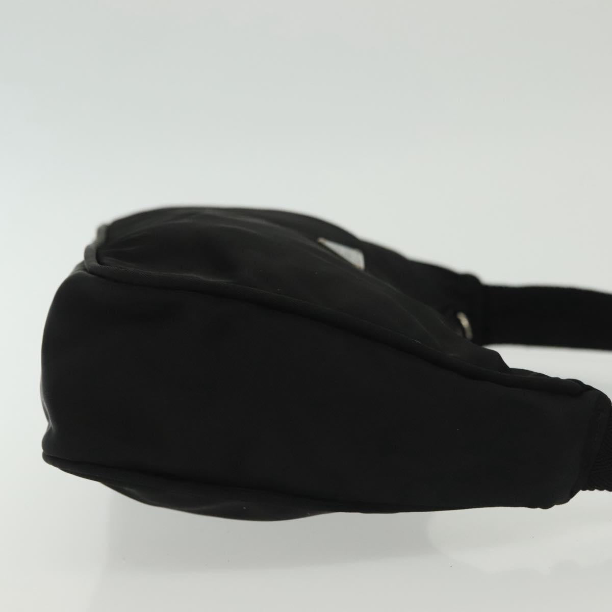 PRADA Hand Bag Nylon Black Silver Auth 138533