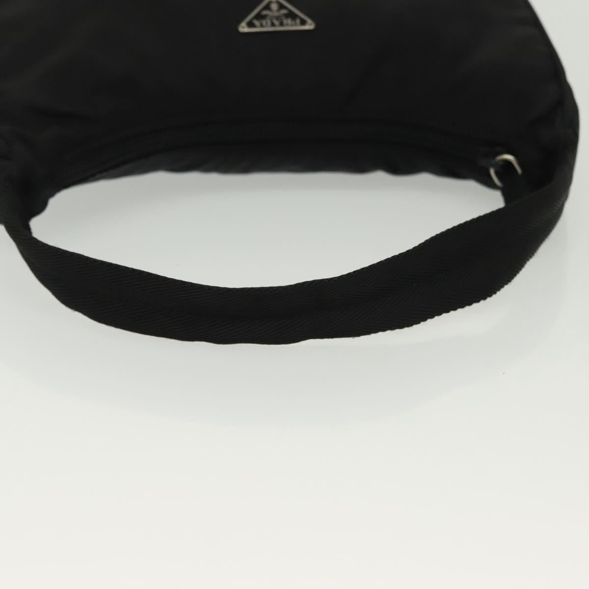 PRADA Hand Bag Nylon Black Silver Auth 138533