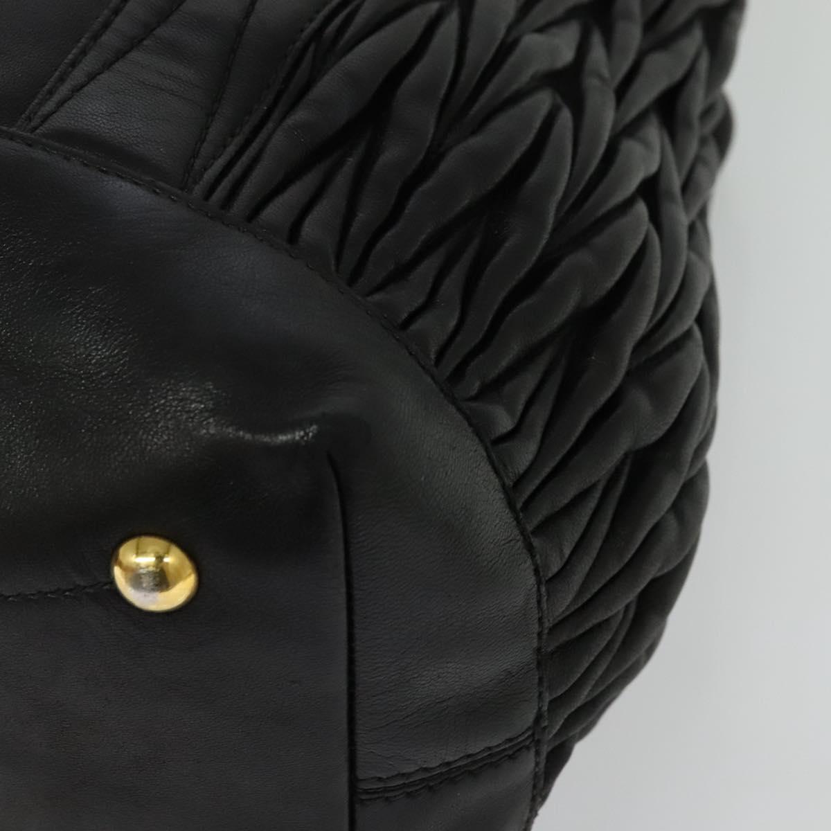 Miu Miu Matelasse Hand Bag Leather Black Gold Auth 138538