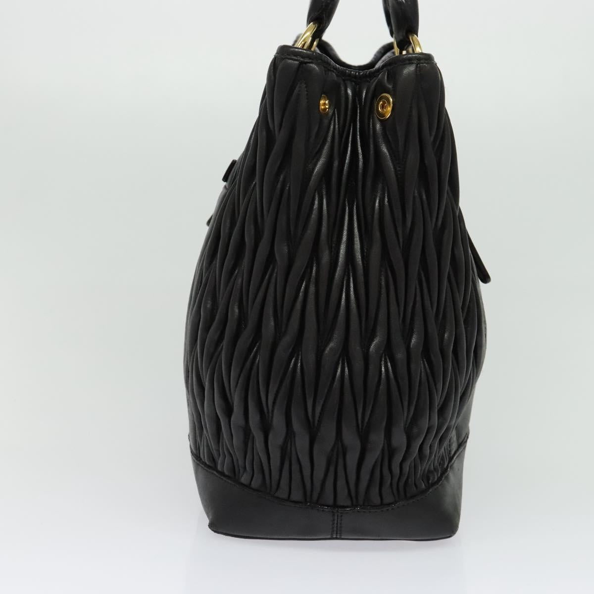 Miu Miu Matelasse Hand Bag Leather Black Gold Auth 138538