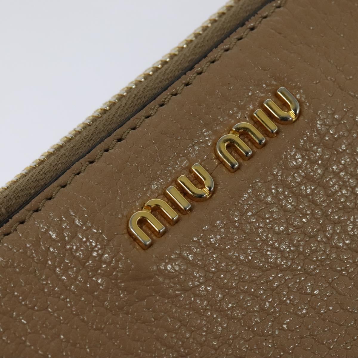 Miu Miu Chain Shoulder Bag Leather Beige Gold Auth 138544