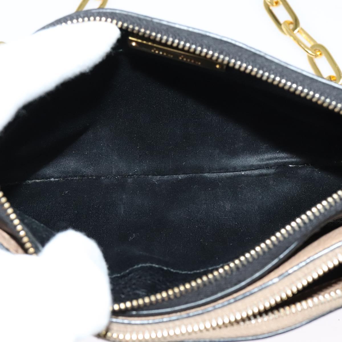 Miu Miu Chain Shoulder Bag Leather Beige Gold Auth 138544