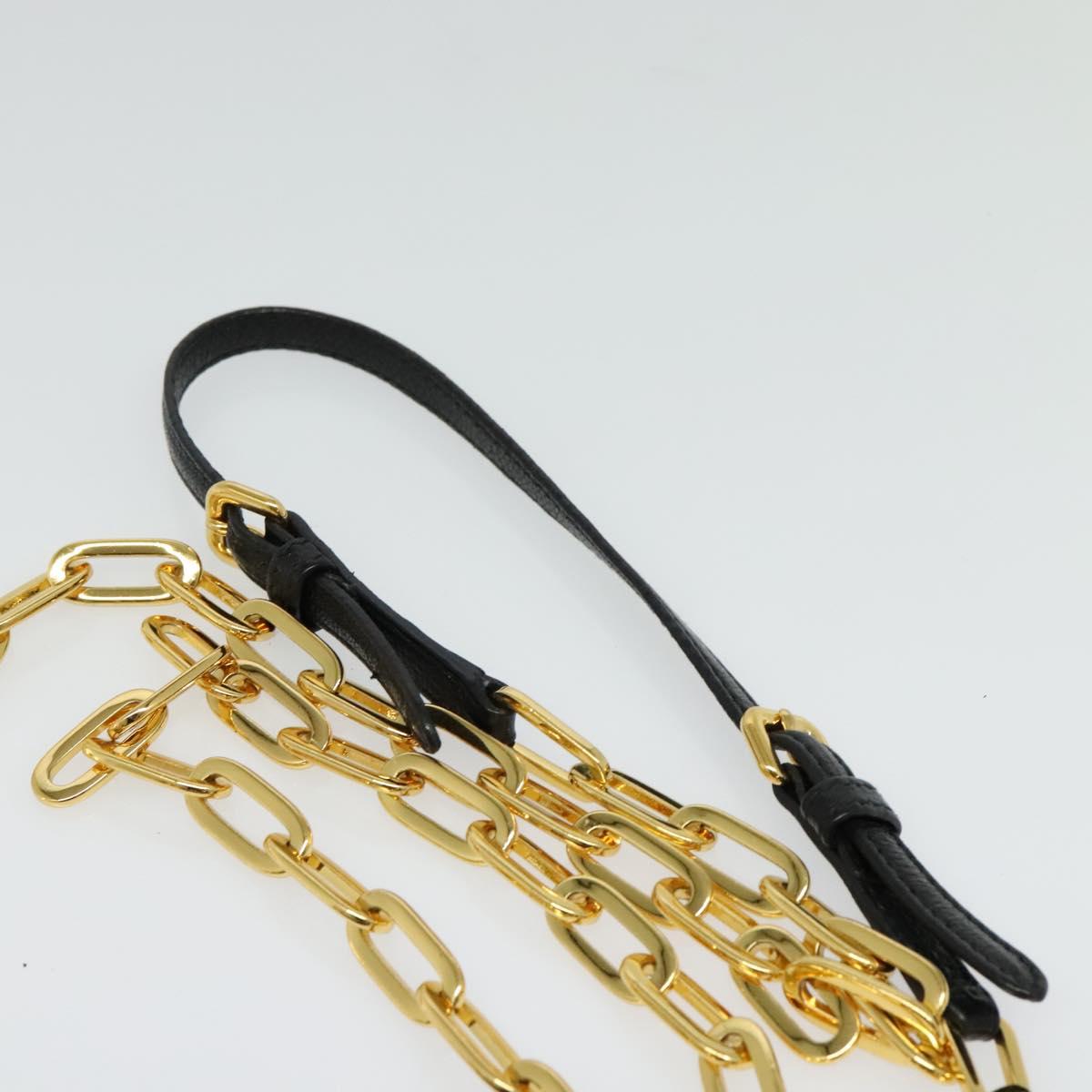 Miu Miu Chain Shoulder Bag Leather Beige Gold Auth 138544