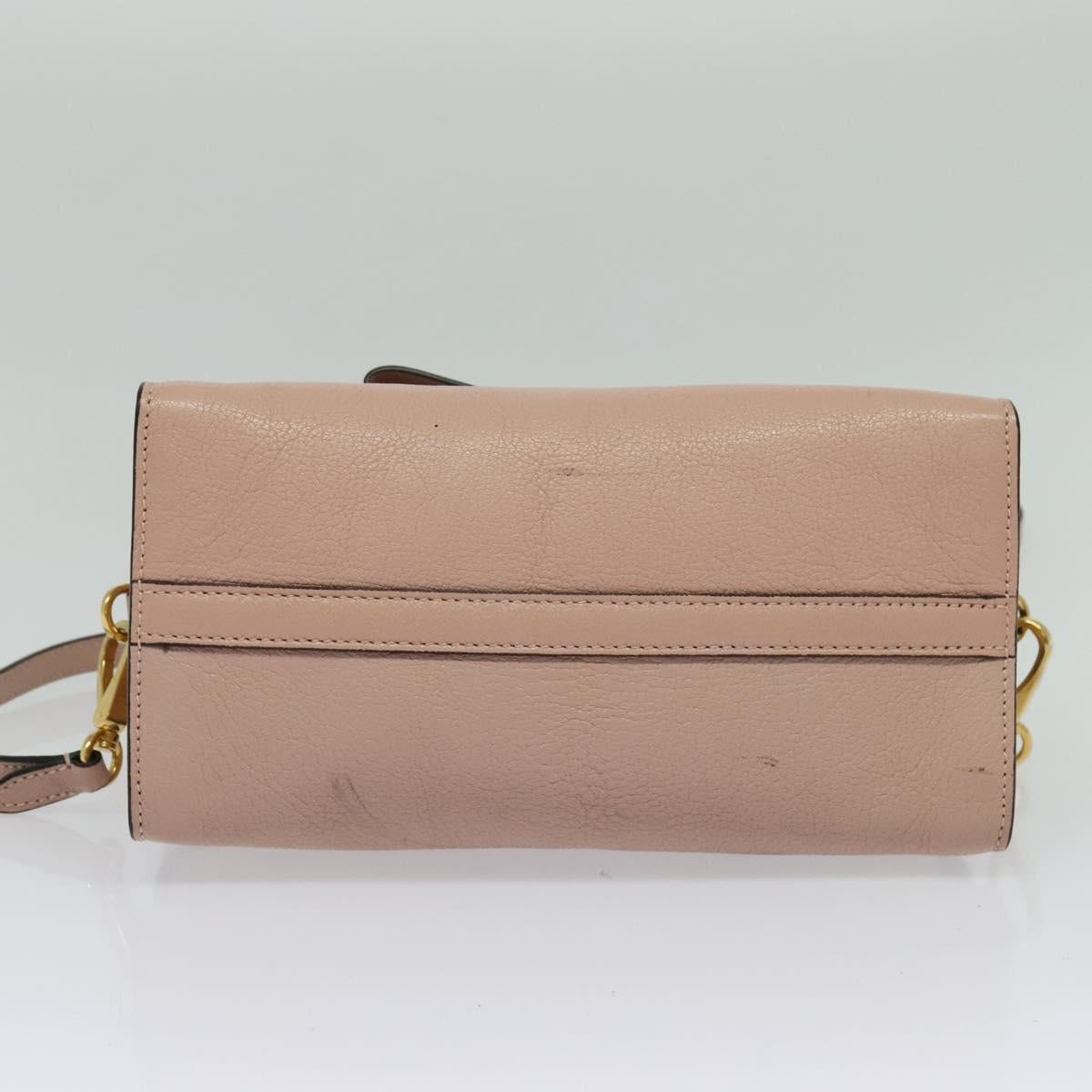 Miu Miu Hand Bag Leather 2way Pink Gold Auth 138548