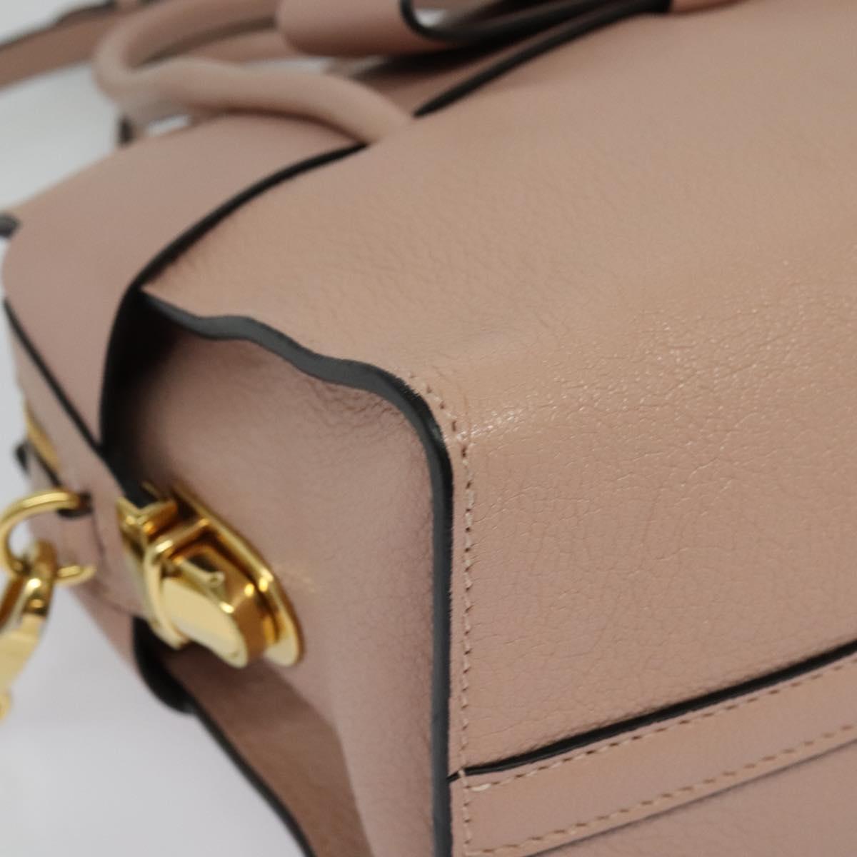 Miu Miu Hand Bag Leather 2way Pink Gold Auth 138548