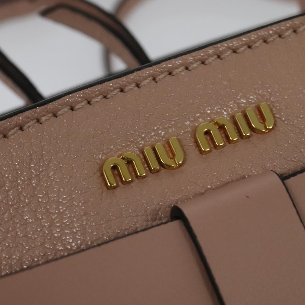 Miu Miu Hand Bag Leather 2way Pink Gold Auth 138548