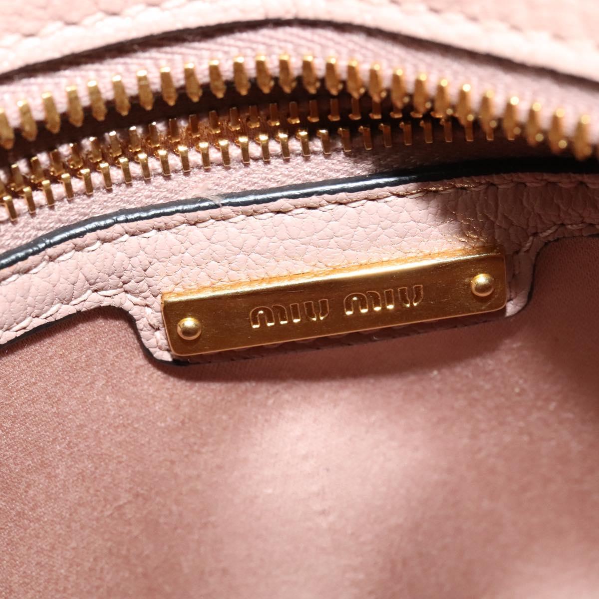 Miu Miu Hand Bag Leather 2way Pink Gold Auth 138548