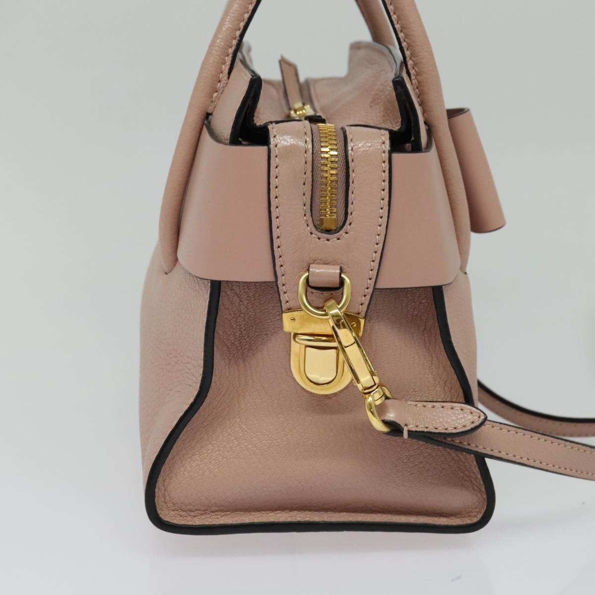 Miu Miu Hand Bag Leather 2way Pink Gold Auth 138548