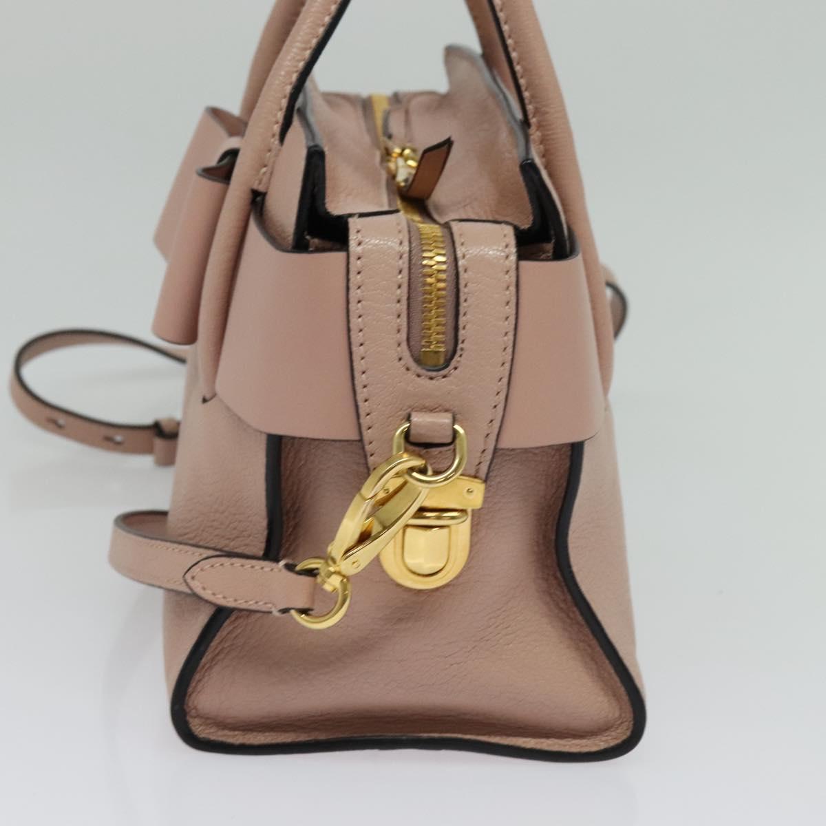 Miu Miu Hand Bag Leather 2way Pink Gold Auth 138548