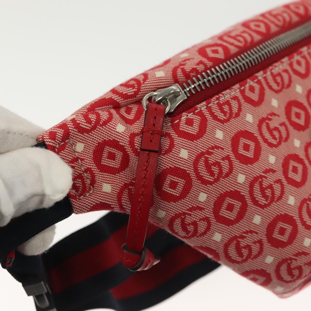 GUCCI Children's Sherry Line Bag Canvas Leather Red Silver 502095 Auth 138552