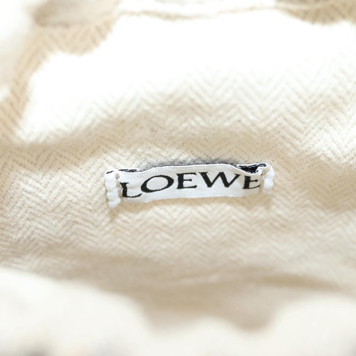 LOEWE Anagram Cut Out Pocket Shoulder Bag Leather Blue Auth 138555M