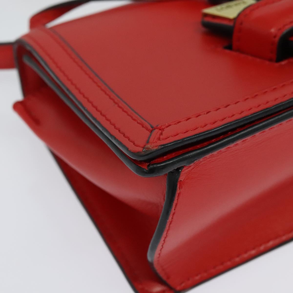 LOEWE Barcelona Shoulder Bag Leather Red Gold Auth 138556