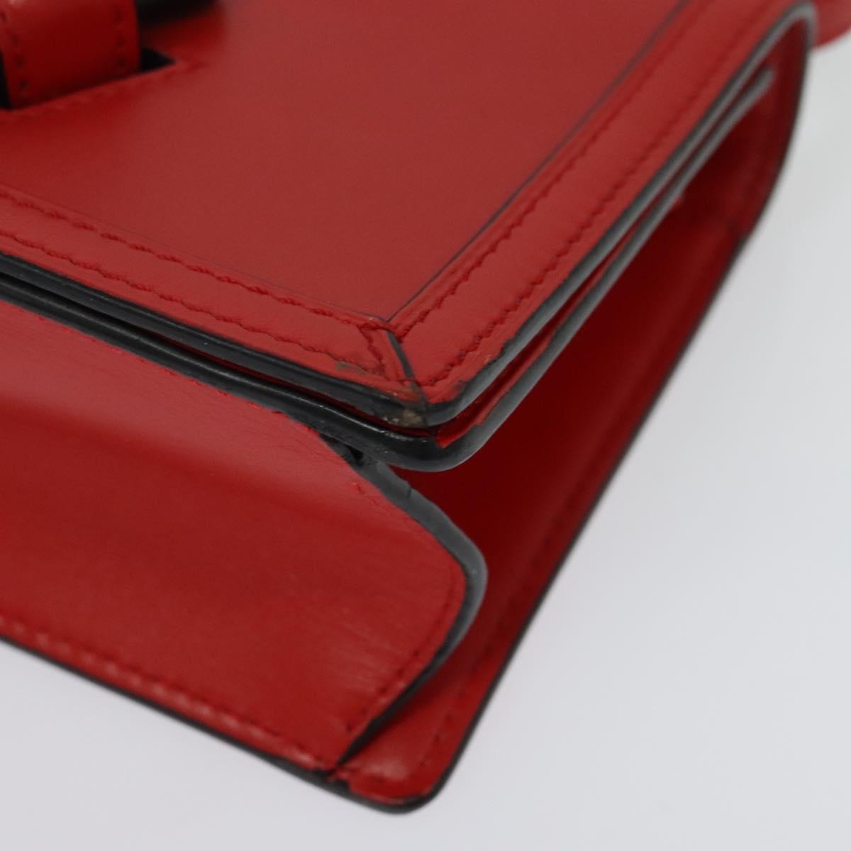 LOEWE Barcelona Shoulder Bag Leather Red Gold Auth 138556