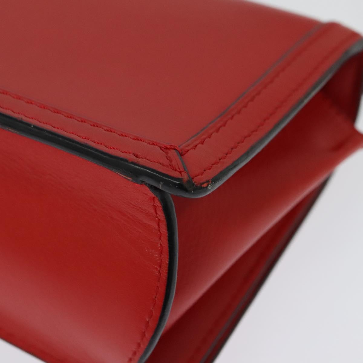 LOEWE Barcelona Shoulder Bag Leather Red Gold Auth 138556