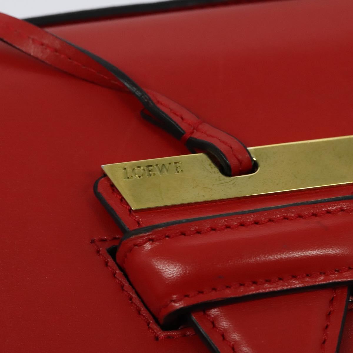 LOEWE Barcelona Shoulder Bag Leather Red Gold Auth 138556