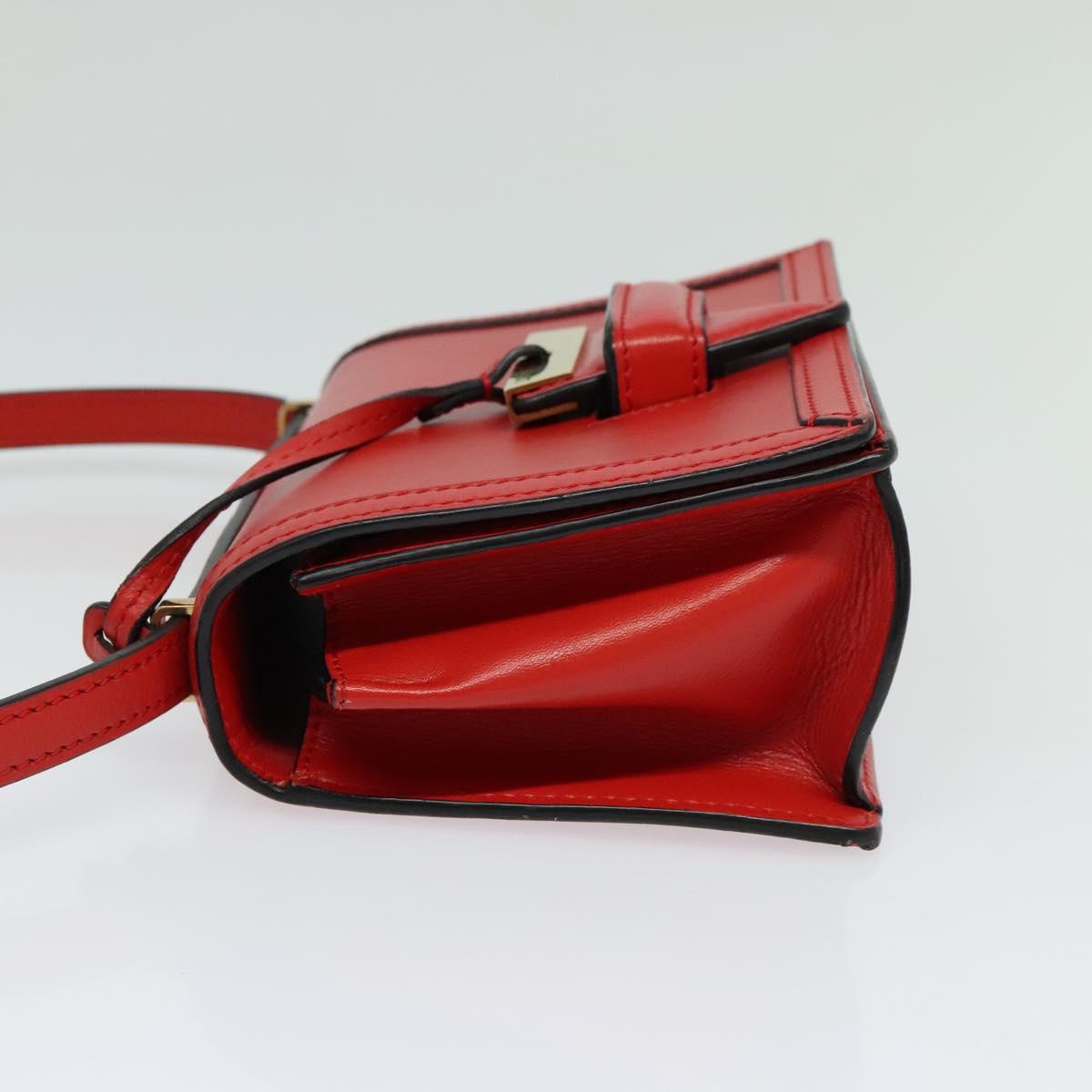 LOEWE Barcelona Shoulder Bag Leather Red Gold Auth 138556