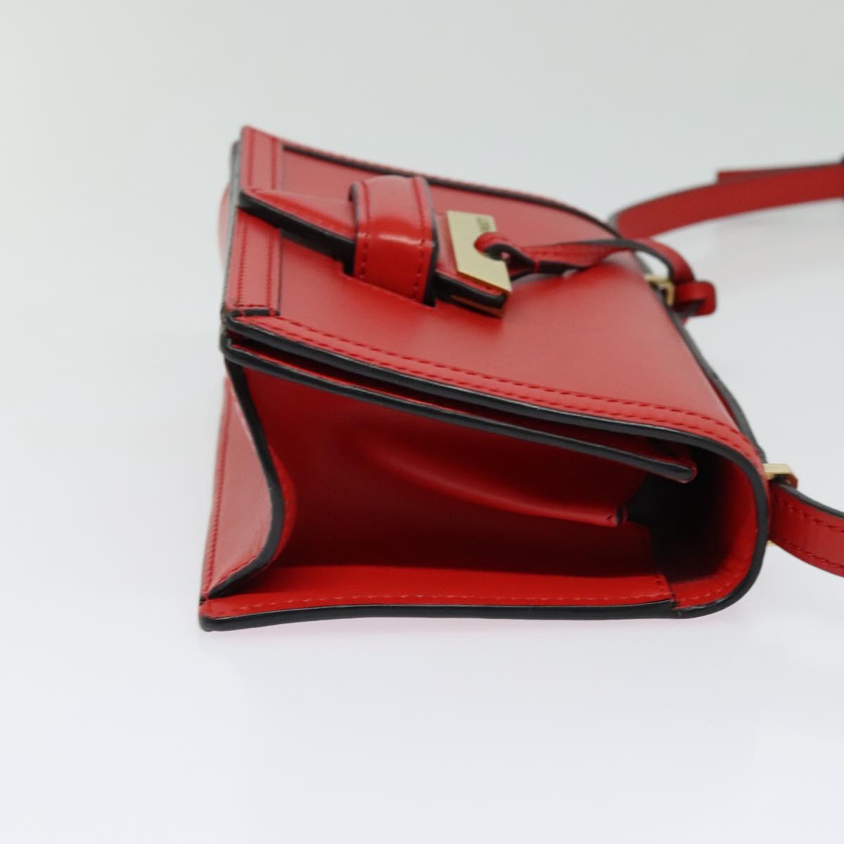 LOEWE Barcelona Shoulder Bag Leather Red Gold Auth 138556