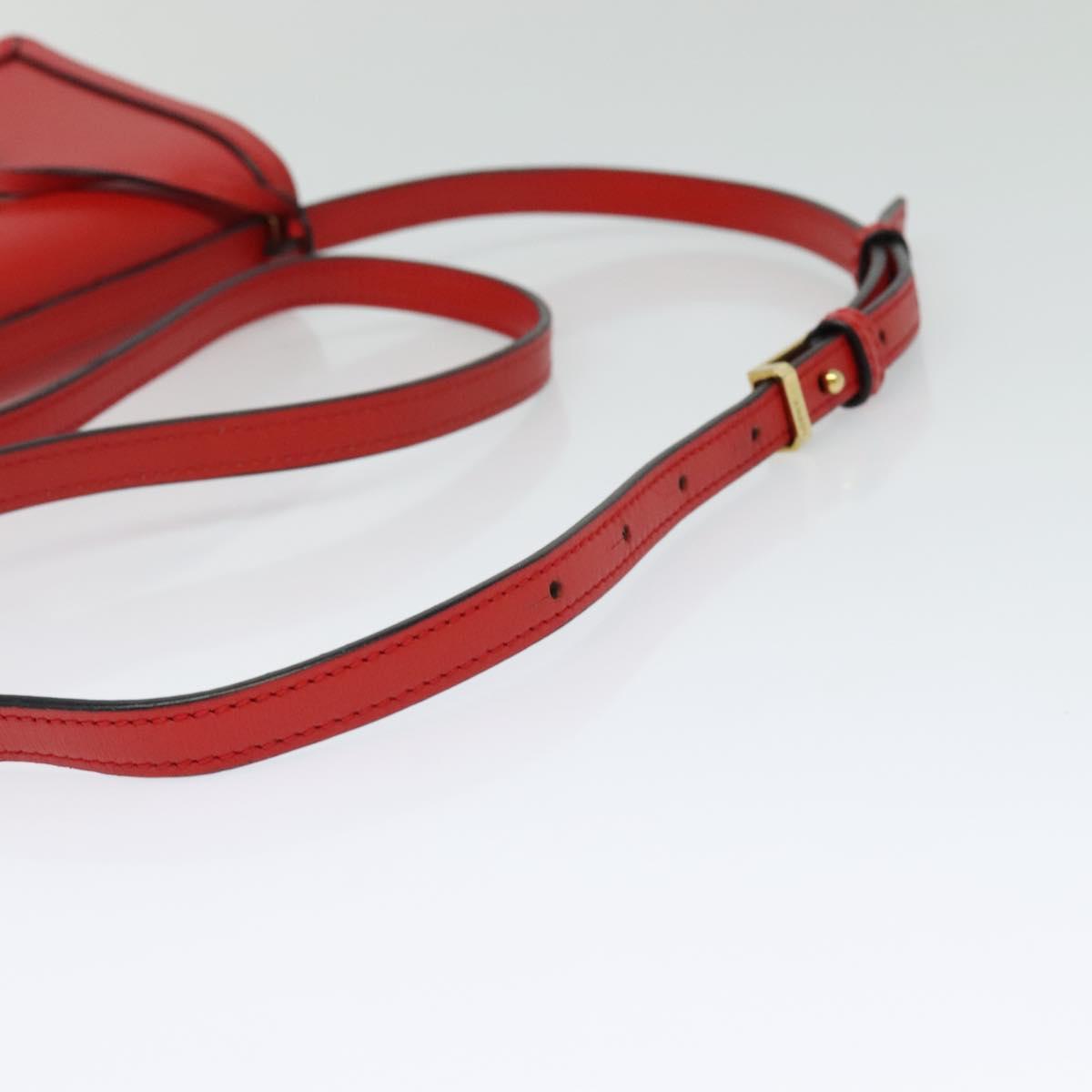 LOEWE Barcelona Shoulder Bag Leather Red Gold Auth 138556