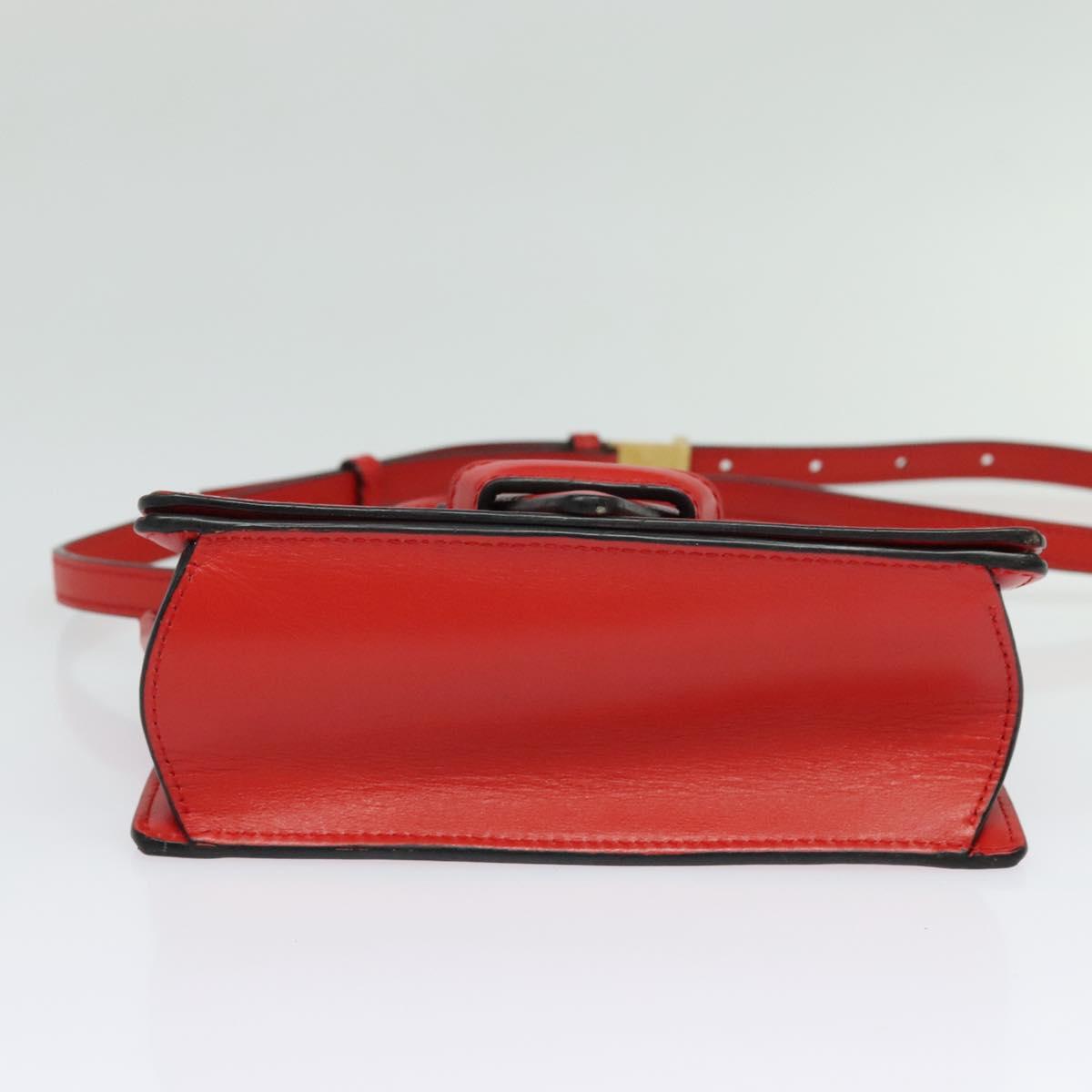 LOEWE Barcelona Shoulder Bag Leather Red Gold Auth 138556