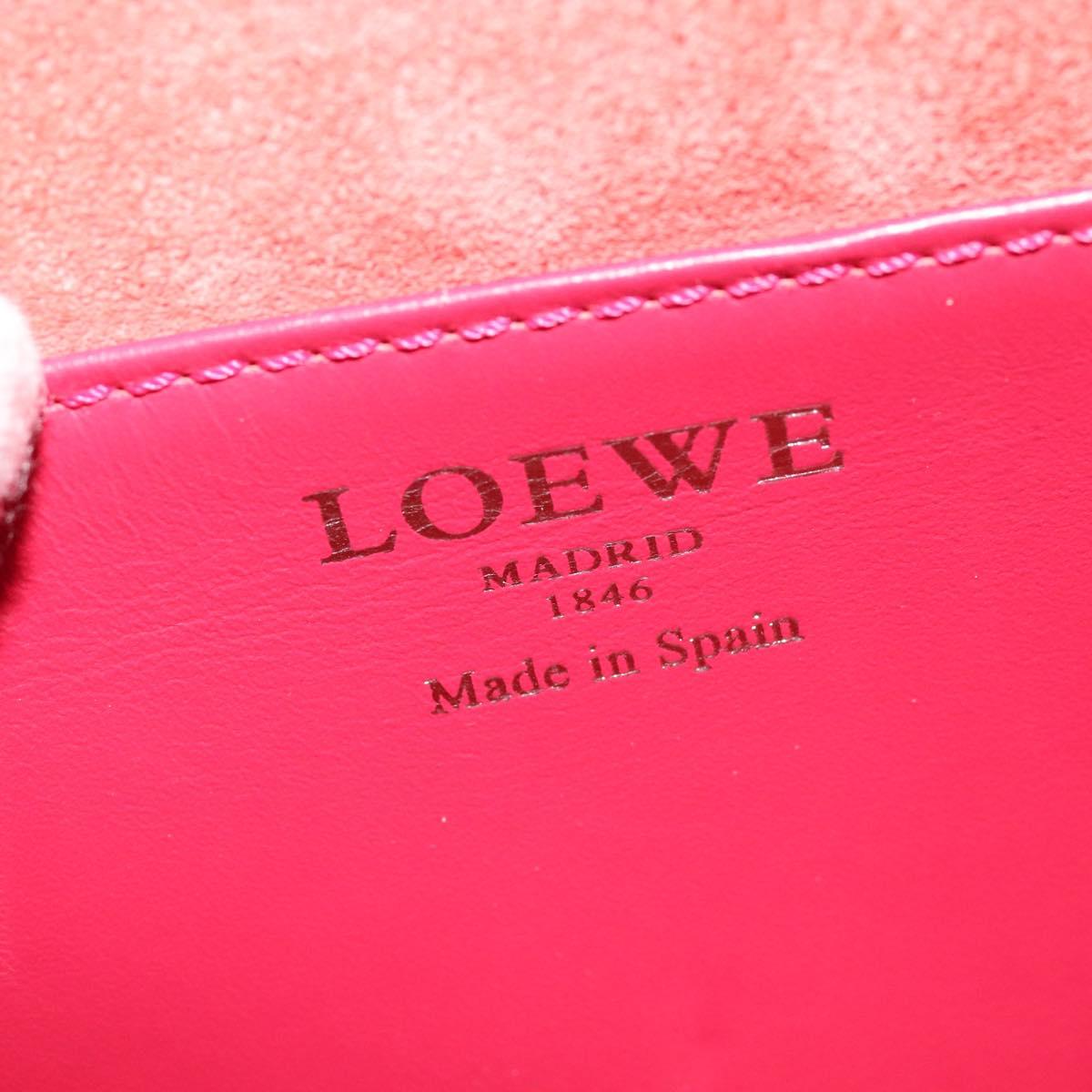LOEWE Ines Shoulder Bag Leather Pink Silver Auth 138557