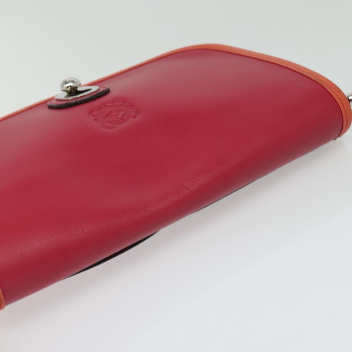 LOEWE Ines Shoulder Bag Leather Pink Silver Auth 138557