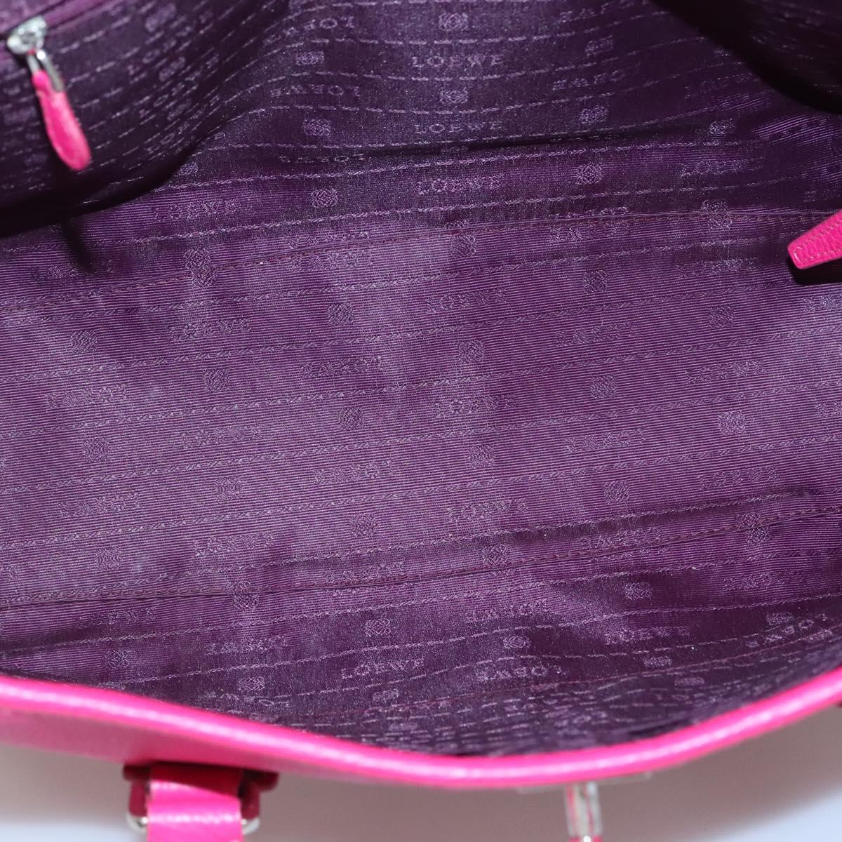 LOEWE Shoulder Bag Leather Pink Silver Auth 138559