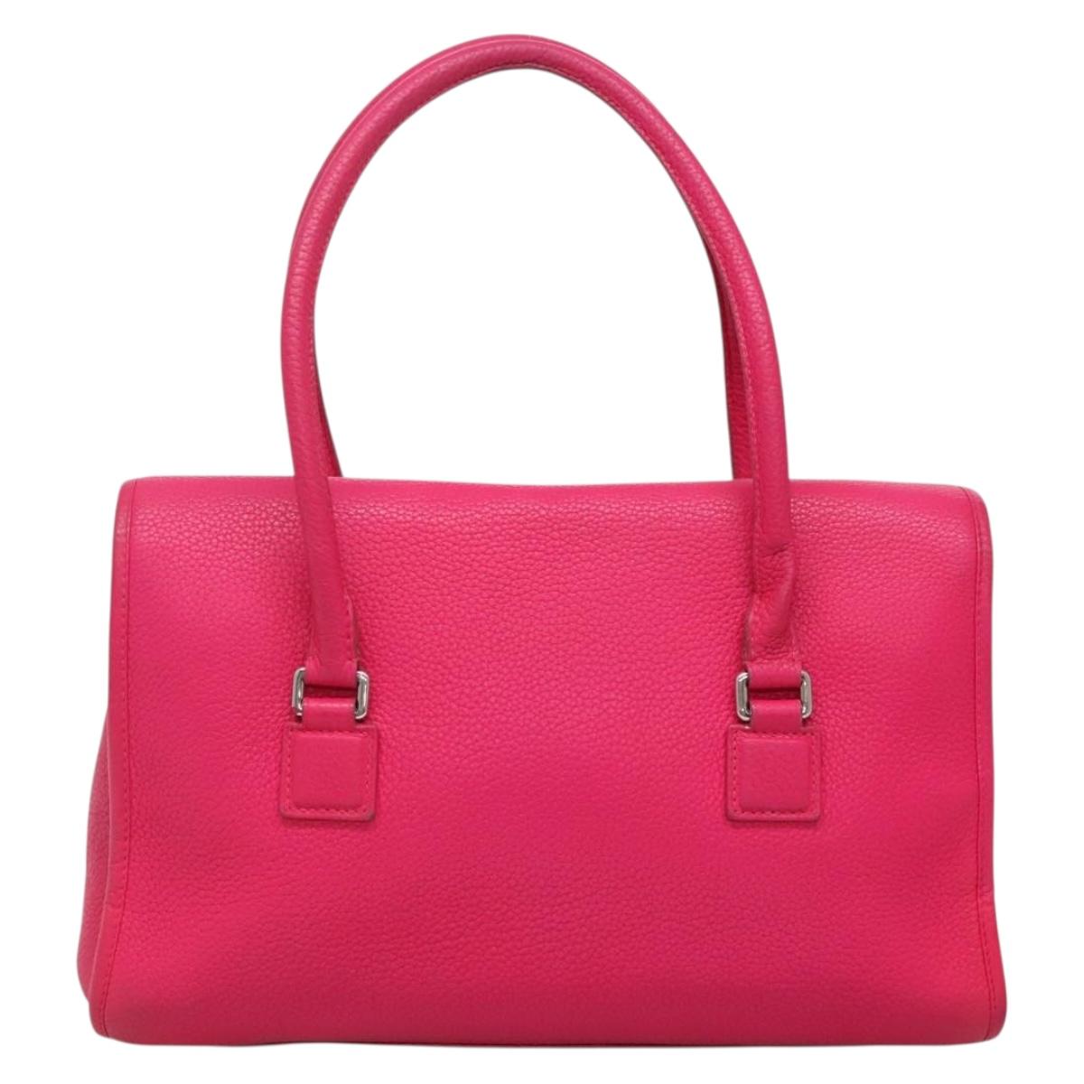 LOEWE Shoulder Bag Leather Pink Silver Auth 138559