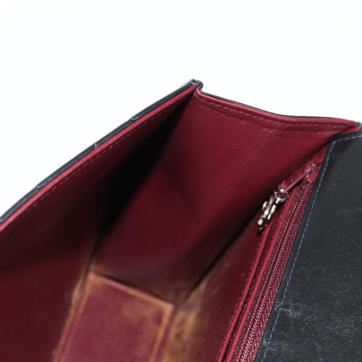 CHANEL Chain Hand Bag Lamb Skin Black Silver CC Auth 138566A