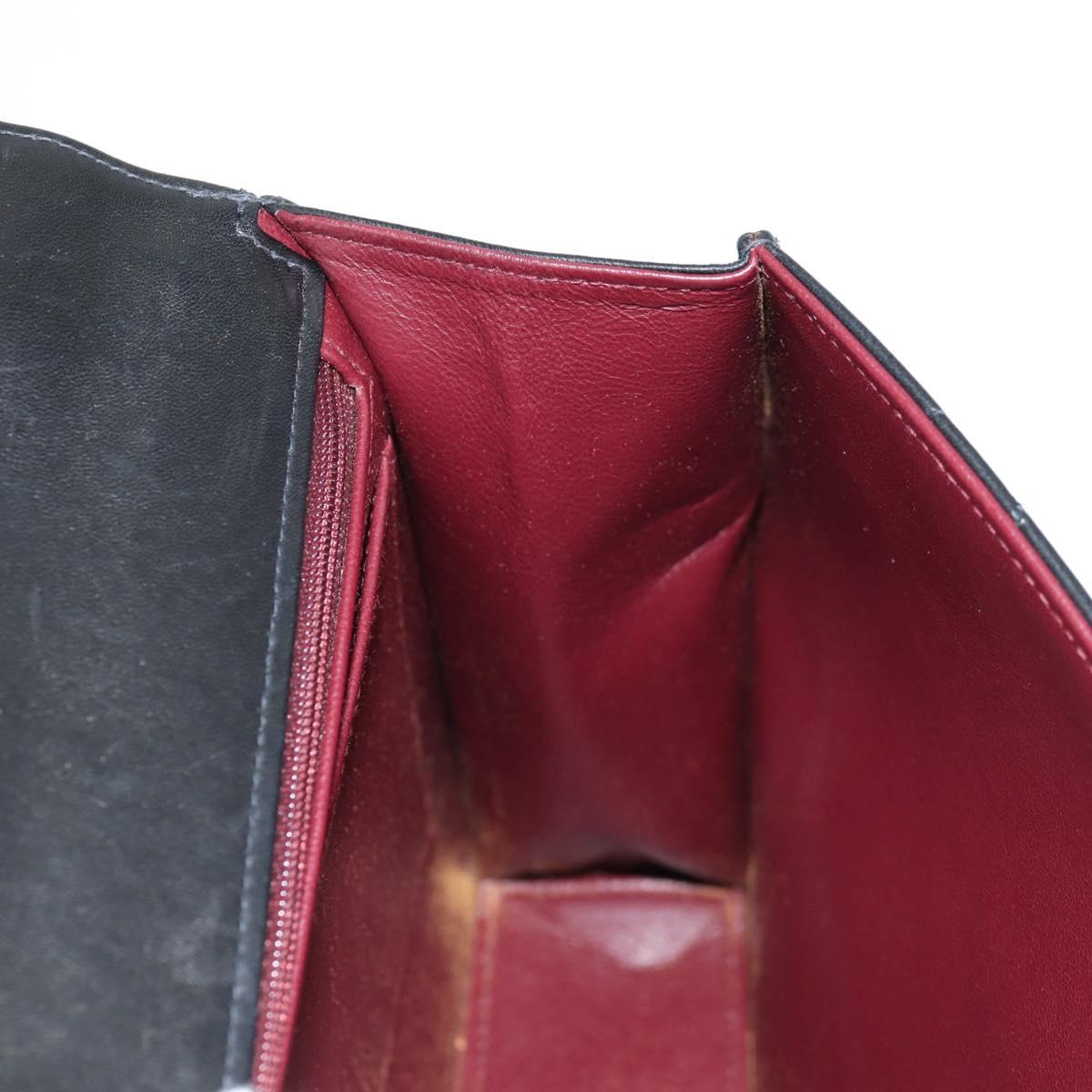 CHANEL Chain Hand Bag Lamb Skin Black Silver CC Auth 138566A