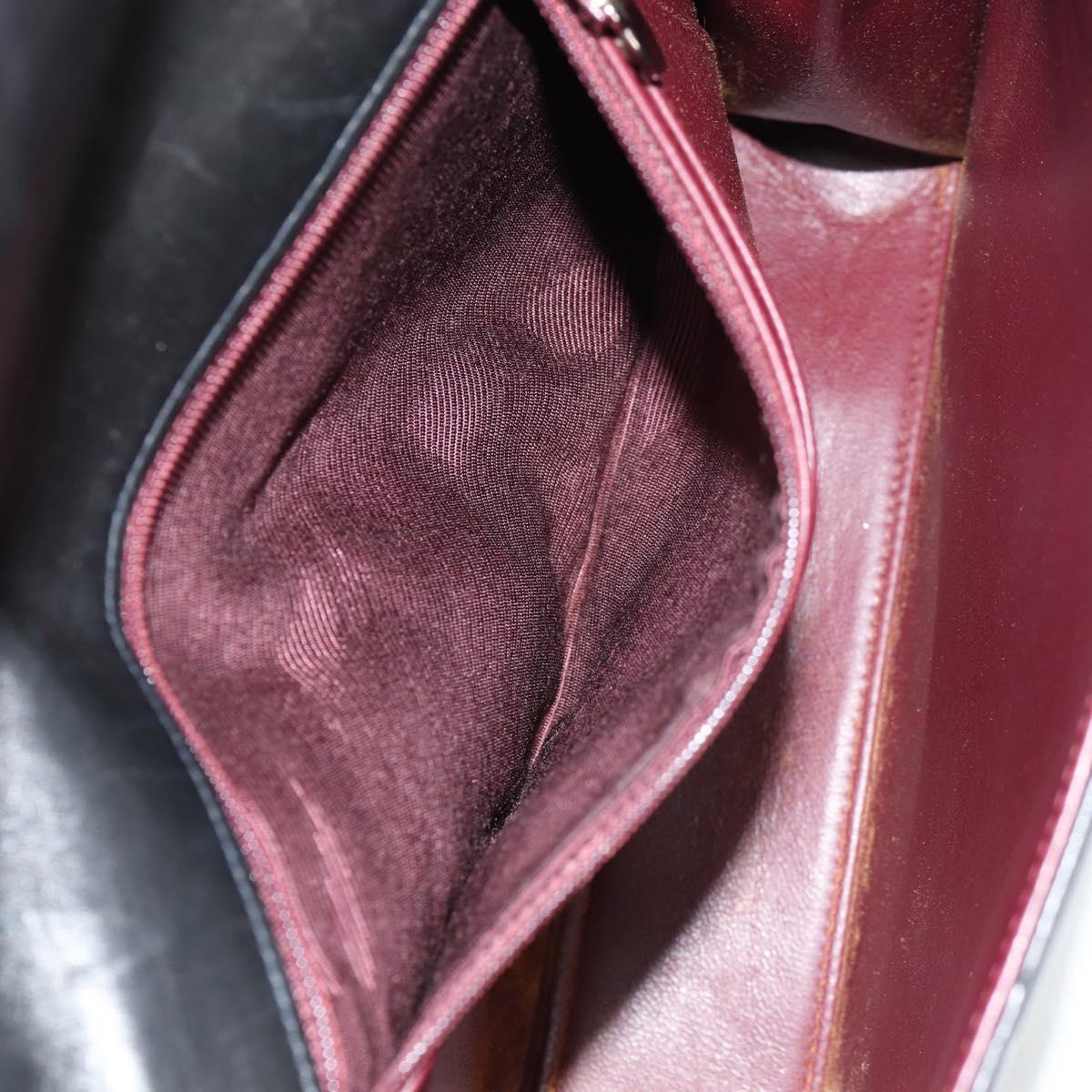 CHANEL Chain Hand Bag Lamb Skin Black Silver CC Auth 138566A